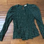 Universal Threads Green Plaid Balloon Sleeved Peplum Women's Top Photo 0