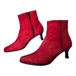 Vintage Bally Red Suede Stitch Detail Ankle Boots 5M Made in Italy Kitten Heel Size 5 Photo 2