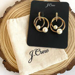 J.Crew NWT  Roma Pearl Gold Ring Earrings Stud Photo 0