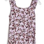 14th & Union Shirred Shoulder Tank Top Floral Tee Photo 2