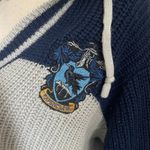 Harry Potter Ravenclaw V Neck Knit Sweater Hoodie Blue Gray Crest Logo Academia Photo 1