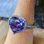 Tanzanite & CZ Sterling Silver Heart Ring Purple Photo 1