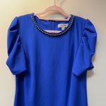 Shelby & Palmer Blue Sheath Dress with Puff Sleeves Knee-Length for Cocktail Photo 1
