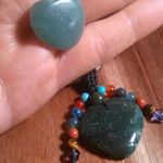 Green Aventurine Stainless Steel Heart Pendant Necklace and Heart Charm Keychain Photo 11