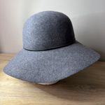 Phenix Hat Grey Wool Floppy Wide Brim Fedora Wool Leather Trim Boho Western Vibe Gray Photo 4