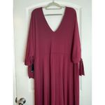 Eloquii  Cocktail Dress Size 20 Maroon Caftan Style Drape Tie Sleeves Formal NWT Photo 4