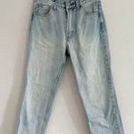 Brandy Melville John Galt Light Wash High Waisted Relaxed Fit Raw Hem Jeans 25 Photo 3