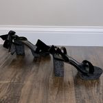 Lulus NWOT Sassyy Black Velvet Bow Platform Ankle Strap Sandals Photo 4