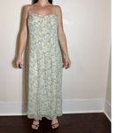 Maggy London Vintage 100% Silk Green Floral Midi Dress Size 12 Photo 2