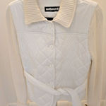 Dollhouse White Quilted M Jacket Ribbed Knit Sleeves Belted Hybrid Belted Photo 0