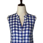 Tommy Bahama  Blue And White Gingham Print Button Front Sleeveless Dress Size XXS Photo 3