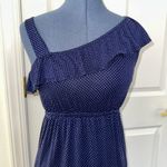 Everly Navy Blue Polka Dot Mini Dress Photo 3