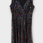 Grace Karin Sequin Multi Color Rainbow Faux Wrap Party Cocktail Mini Dress Sz M Photo 1