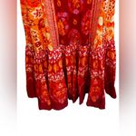 Farm Rio  100% Cotton Vibrant Red and Orange Long Sleeve Dress Size Medium Photo 9