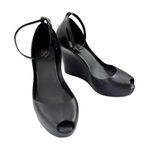 Melissa Black and White Patchuli Peep Toe Jelly Ankle Strap Wedge Shoe Size 6 Photo 3