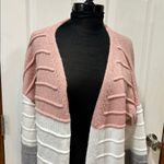 Cozy & Chic XXL Pink, White & Gray Cardigan – Soft Knit, Open Front Pink Photo 1