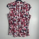 IBKUL Sleeveless Polo Shirt Large Black Red Golf Active Performance Cap Sleeve Photo 1