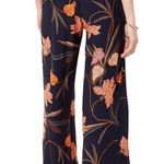 Loft  Wide Legged Tie/Elastic Waist navy with floral print size Medium Tall Photo 1