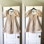 Hill House Dress Athena Nap Babydoll Smocked Mini Bridgerton Gold Brocade S GUC Photo 3
