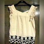 Solitaire NWOT Cream and Navy Crochet Detail Blouse‎ Photo 2