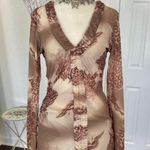 Sweet Pea Collection Early 2000's Brown Tan Grunge Tattoo Mesh Long Sleeve L Size L Photo 0