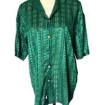 Virgola Italia Shirt Medium Green ShortSleeve Button Up Geometric Collared Retro Photo 0