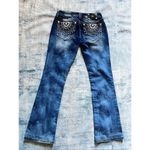 Miss Me Rhinestone Embroidered Distressed Signature Rise Boot Cut Jeans 29" Photo 1