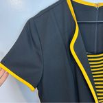 Julian Taylor Vintage Black/Yellow Striped Short Sleeve Sheath Midi Dress Sz14 Photo 3