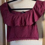 Ambiance Burgundy Ruffle Lace Crop Top medium Photo 0