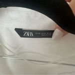 ZARA White Poplin Shirt with Pink Ostrich Feather Sleeves Photo 6
