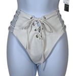 Lovewave Revolve White Lace-up High Waisted Bikini Bottom MEDIUM Corset $98 NEW Photo 2