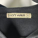 Vintage Lucky Charm Bunny Hoodie Black Varsity Patch‎ Graphic S Y2K Style Gray Photo 2