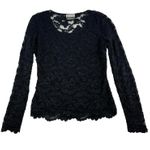 Vtg M Medium Lace Top Y2K 90s Goth Grunge Whimsigoth Festival Long Sleeve Michi Black Photo 0