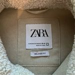 ZARA Womens Cream Relaxed Fit Sherpa Long Sleeve Button Up Shacket sz S/M Photo 45