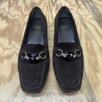 Stuart Weitzman  Jeweled Loafer Women's 8.5M Suede Brown Block Heel Career Preppy Photo 4