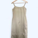 EXPRESS Vintage 90s Maxi Khaki Spaghetti Strap Dress Zip Off Y2K Grunge Size 3/4 Photo 2