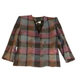 Kasper VINTAGE 1990'S  FOR ASL PURPLE, GRAY & BLUE PLAID WOOL BLAZER (12) Photo 8