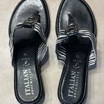 Italian Shoemakers  Striped Black and White Sandals. Size 11. Made in Italy‎ Photo 0