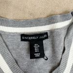 Sincerely Jules Cropped Gray Sweater Vest White Trim V Neck Knit Top Size L Size L Photo 3