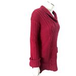 Jeanne Pierre Woman 2X Red Cotton Cable Knit Sweater Shawl Collar Cozy Citycore Photo 2
