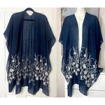Lava Accessories Navy Floral Embroidered Lightweight Open Kimono One Size Blue Size undefined Photo 1