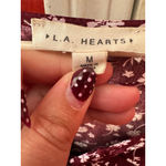 LA Hearts PacSun L.A. Hearts Floral Tie Front Long Sleeve Crop Blouse Burgundy White Med Photo 6