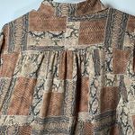 frame denim FRAME Willa Snakeskin Print Silk Crepe De Chine Blouse Sepia Multi Brown Large Photo 12
