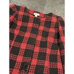 Ann Taylor  Loft Pea Coat Plaid Black‎ Red Wool Blend Long Jacket Sz 10. -200 Photo 1