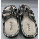 Alegria PIS-123 Womens Leather Thong Sandals Studs Size 40 Silver Black Photo 2