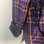 Krazy Kat  Halloween Button Up Shirt Sz XL Plaid Velvet Rhinestone Detail Bats Photo 3