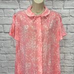 Vintage 70s JCPenney Short Sleeve Robe Pink Floral Size M Snap Button Cottage Size M Photo 2