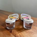 Karl Lagerfeld NWOT  Unworn "Faita" Iridescent Slides Mules Lucite Block Heel 6.5 Photo 3