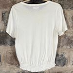 Madewell Blouse Woman's Small Cream Smocked Hem Boho Coastal Casual Minimal Photo 5