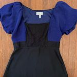 Anthropologie Moulinette Soeurs Bolero Blue/Black Puff Sleeve Silk Dress Sz 10 Photo 13
